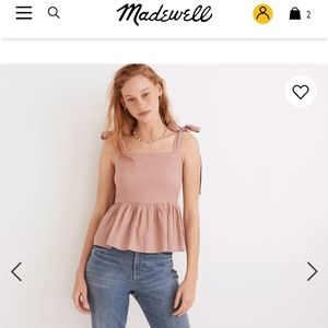 Madewell tie strap peplum top